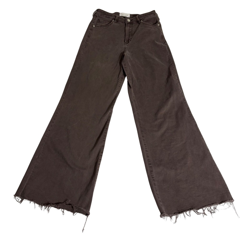 Dear John Fiona Wide Leg Raw Hem Jeans Charcoal Brown Size 28